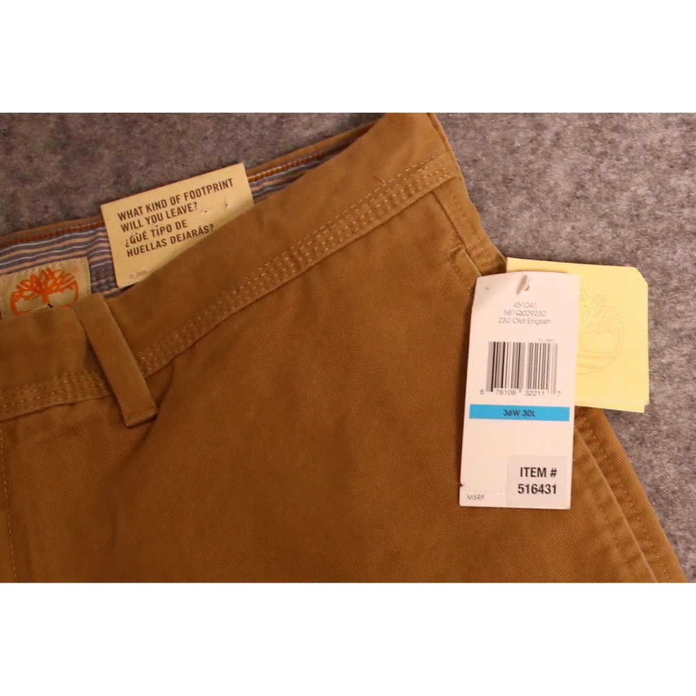 Timberland Men's Flat Front Pants Brown Old English Chinos 36x30 516431 NWT - Picture 5 of 5